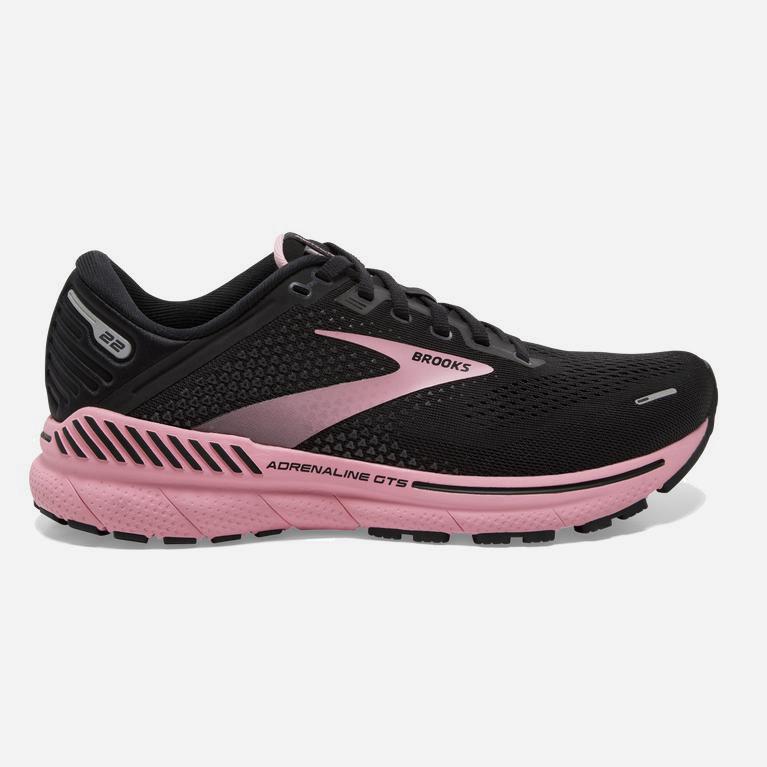 Brooks Adrenaline Gts 22 Supportive Loopschoenen voor Dames Zwart/Roze/Zilver (XTQCU-2539)